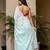 Light blue linen printed zari work saree with blouse