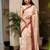 Brown linen printed zari work saree with blouse