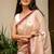 Brown linen printed zari work saree with blouse