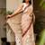 Brown linen printed zari work saree with blouse