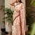 Brown linen printed zari work saree with blouse