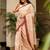 Brown linen printed zari work saree with blouse