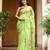 Light green linen printed zari work saree with blouse