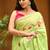 Light green linen printed zari work saree with blouse