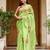 Light green linen printed zari work saree with blouse