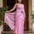 Pink linen printed zari work saree with blouse