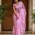 Pink linen printed zari work saree with blouse