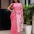 Pink linen printed zari work saree with blouse