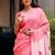 Pink linen printed zari work saree with blouse