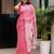 Pink linen printed zari work saree with blouse