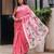 Pink linen printed zari work saree with blouse