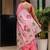 Pink linen printed zari work saree with blouse