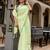 Light green linen printed zari work saree with blouse