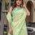 Light green linen printed zari work saree with blouse