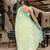 Light green linen printed zari work saree with blouse