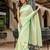 Light green linen printed zari work saree with blouse