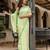 Light green linen printed zari work saree with blouse