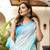 Light blue linen printed zari work saree with blouse