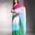 Multicolor linen printed zari work saree with blouse