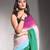 Multicolor linen printed zari work saree with blouse