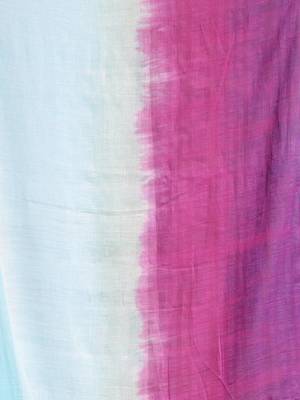 Multicolor linen printed zari work saree with blouse 5
