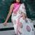 White linen printed zari work saree with blouse