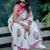White linen printed zari work saree with blouse