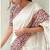 White linen printed zari work saree with blouse