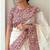 White linen printed zari work saree with blouse