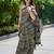 Black linen printed zari work saree with blouse