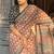 Orange linen printed zari work saree with blouse