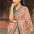 Orange linen printed zari work saree with blouse