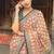 Orange linen printed zari work saree with blouse