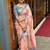 Pink linen printed zari work saree with blouse