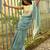 Light blue linen printed zari work saree with blouse