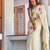 Multicolor linen printed zari work saree with blouse