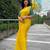 Yellow linen printed zari work saree with blouse