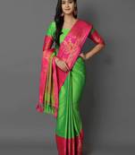 Light green jacquard woven zari work saree with blouse