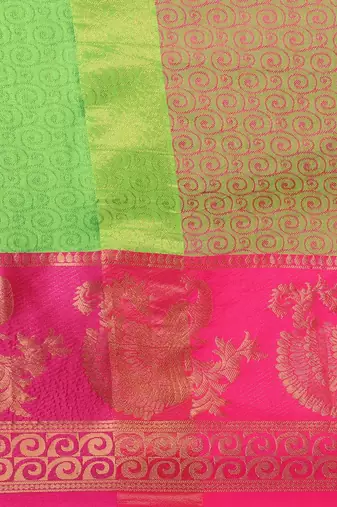Light green jacquard woven zari work saree with blouse