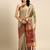 Beige pure cotton printed zari work saree with blouse