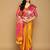 Yellow pure cotton printed zari work saree with blouse