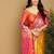 Yellow pure cotton printed zari work saree with blouse