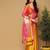 Yellow pure cotton printed zari work saree with blouse