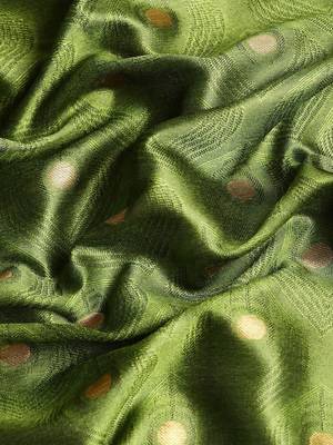 Light green jacquard woven zari work saree with blouse 5