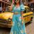 Light blue pure cotton printed zari work saree with blouse