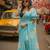 Light blue pure cotton printed zari work saree with blouse