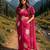 Pink pure cotton printed zari work saree with blouse