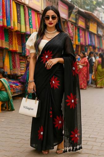 Pink blended cotton woven zari work saree with blouse