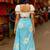 Light blue blended cotton woven zari work saree with blouse