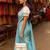 Light blue blended cotton woven zari work saree with blouse